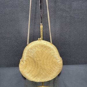Vintage WALBORG Hand Beaded Gold‎ Elegant Evening Bag